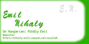 emil mihaly business card